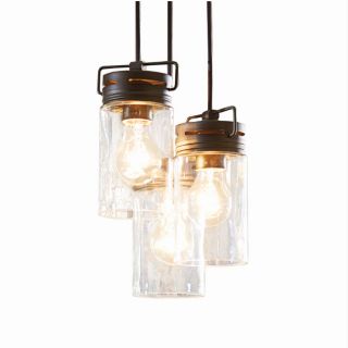 allen + roth Vallymede 9.84 in Aged Bronze Multi Light Clear Glass Pendant