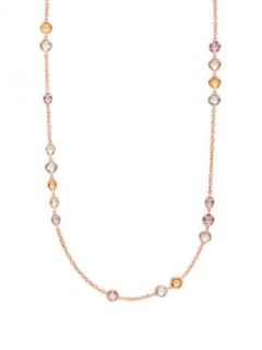 Multi Stone & Rose Gold Wrap Station Necklace by DeLatori