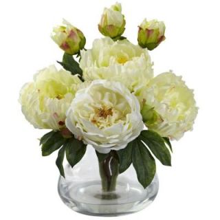 Nearly Natural Peony and Rose with Vase 1400 WH