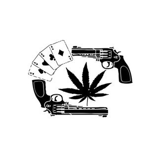 Two Guns / Cannabis Leaf / Playing Cards Vinyl Wall Art  