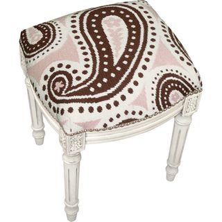 Brown and Pink Paisley Needlepoint Stool