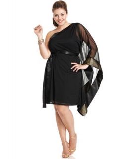 Ruby Rox Plus Size Dress, One Shoulder Embellished Belted   Dresses