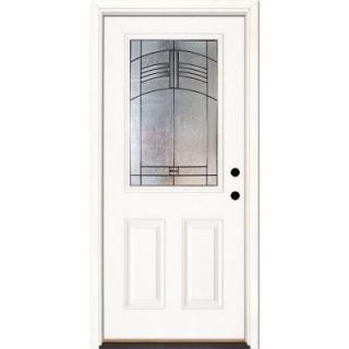 Feather River Doors 33.5 in. x 81.625 in. Rochester Patina 1/2 Lite Unfinished Smooth Fiberglass Prehung Front Door 873170