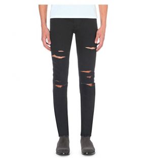 SAINT LAURENT   Destroyed straight tapered jeans