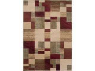 7.85' x 10.85' Organized Chaos Burgundy and Beige Shed Free Area Throw Rug