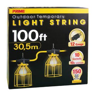 Prime Wire LSUGM835 12/3 SJTW Temporary Light Strip With Metal Cages