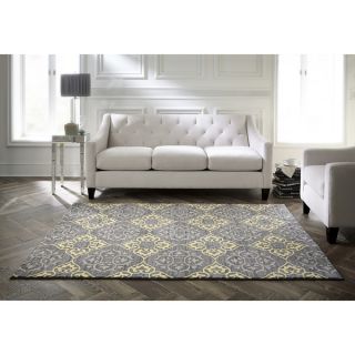 Spaces by Welspun Traditional Floral Grey And Yellow Yellow Area Rug