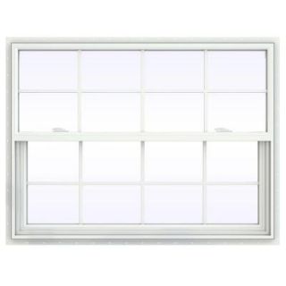 JELD WEN 47.5 in. x 35.5 in. V 2500 Series Single Hung Vinyl Window with Grids   White THDJW143800697