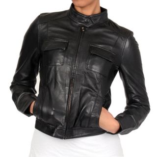 Members Only Womens Black Sylvia Leather Jacket   Shopping