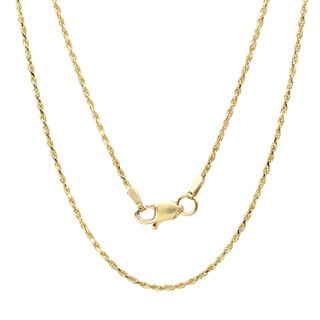 Sterling Essentials 14k Yellow Gold Diamond Cut Rope Chain Necklace