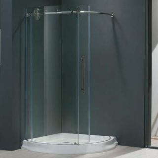 Vigo Sanibel 40.5 in. x 79.5 in. Frameless Bypass Round Shower Enclosure in Chrome with Right Base VG6031CHCL36WR
