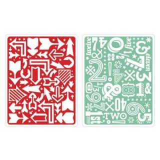 Sizzix Textured Impressions A2 Embossing Folders 2/Pkg Arrows & Numbers