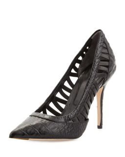 Rachel Roy Arya Croc Embossed Leather Pointy Toe Pump, Cadmium