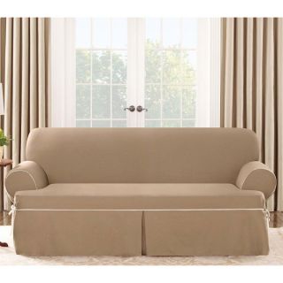 Sure Fit Contrast Cord Cocoa Sofa T cushion Slipcover   14982618