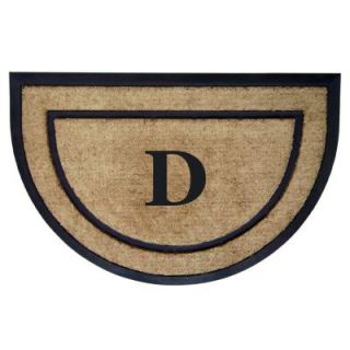 Creative Accents DirtBuster Single Picture Frame Black 24 in. x 36 in. Half Round Coir with Rubber Border Monogrammed D Door Mat 18101D
