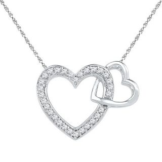 12 CT. T.W. Round Diamond Prong Set Double Heart Pendant in Sterling
