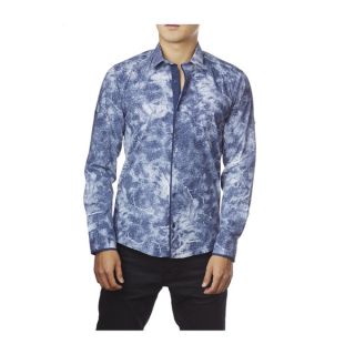 Decaprio Mens Long Sleeve Blue Button Down Shirt   Shopping