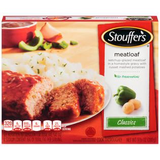 Stouffers Ketchup glazed meatloaf in a homestyle gravy with Russet