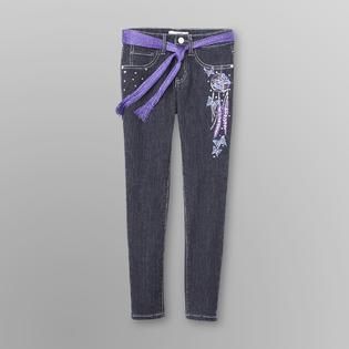 Route 66   Girls Belted Embellished Skinny Jeans   Butterfly