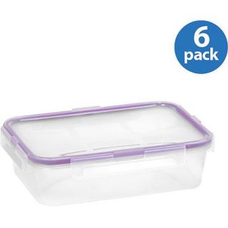 Snapware Airtight Plastic 4.5 Cup Rectangle Food Storage Container, 6 Pack