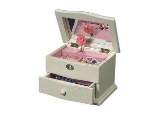 Marianne Mele & Co 00812S10 Girl's Wooden Ivory Musical Ballerina One Drawer Jewelry Box