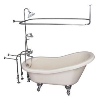 Barclay Products 5 ft. Acrylic Ball and Claw Feet Slipper Tub in Bisque with Polished Chrome Accessories TKADTS60 BCP4