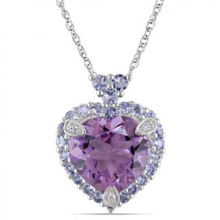3.81ct Amethyst, Tanzanite and Diamond 10K White Gold Heart Shaped Pendant with   8023395