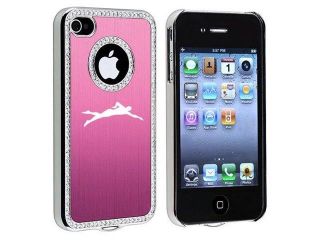 Apple iPhone 4 4S 4G Pink S2359 Rhinestone Crystal Bling Aluminum Plated Hard Case Cover Swimmer