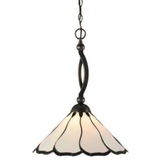 Filament Design Concord 1 Light Black Copper Pendant with Pearl and Black Flair Tiffany Glass CLI TL5013583