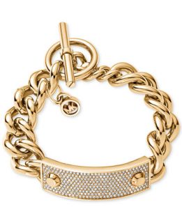 Michael Kors Gold Tone Pavè Plaque Toggle Bracelet