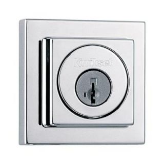Kwikset 993 Series Square Contemporary Single Cylinder Polished Chrome Deadbolt Featuring SmartKey 993 SQT 26 SMT RCAL RCS