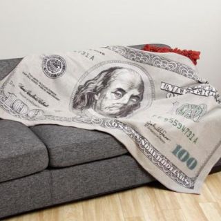 One Hundred Dollar Bill Flannel Throw