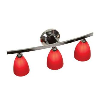 Access Lighting Sydney 3 Light Chrome Vanity Light with Red Glass Shade 63813 19 CH/RED
