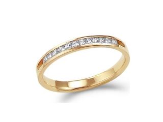 14k Yellow Gold Princess Cut Channel Set Diamond Ladies Womens Wedding or Anniversary 2mm Ring Band (1/4 cttw, G   H Color, SI2 Clarity)