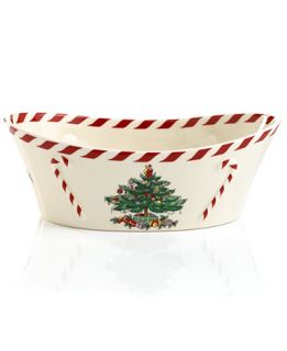 Spode Dinnerware, Christmas Tree Peppermint Oval Bowl