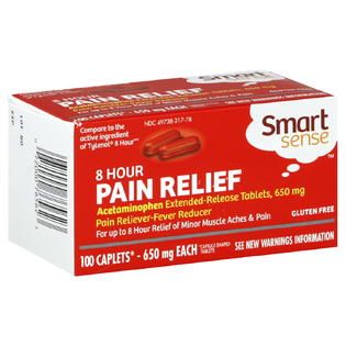 Smart Sense Pain Relief, 8 Hour, 650 mg, Caplets, 100 caplets   Health
