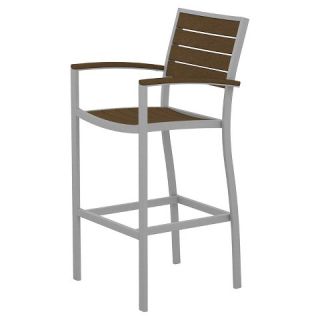 Polywood® Euro Bar Height Patio Dining Arm Chair   Silver Frame