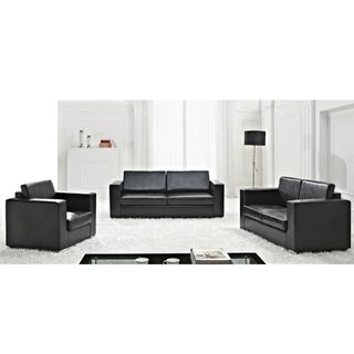 Helsinki Black European Design Leather Sofa Set by Beliani