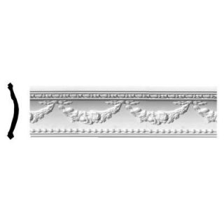 Ekena Millwork 8 in. x 6 3/8 in. x 95 5/8 in. Polyurethane Floral Swag Crown Moulding MLD06X08X10FL