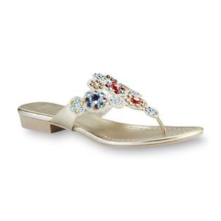 AM BY ANN MARINO Womens Amy Gold Embellished Thong Sandal   Clothing