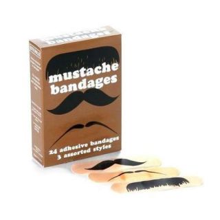 Novelty assorted moustache style Mustache Bandages Gag Band Aids Box of 24