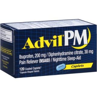 Advil PM Pain Reliever / Nighttime Sleep Aid (Ibuprofen and Diphenhydramine) 120 Count