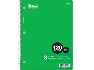 Bazic 562  24 withR 120 Ct 3  Subject Spiral Notebook  Pack of 24