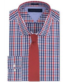 Tommy Hilfiger Slim Fit Red Multi Check Dress Shirt & Nailhead Dot