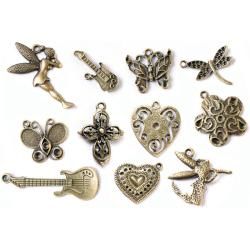 Fabscraps Old Brass 2 Boxed Charm Embellishments (Case of 100
