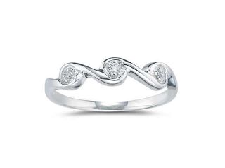 3 Stone Diamond Wave Band in White Gold