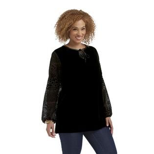 Jaclyn Smith Womens Plus Velour Top   Clothing, Shoes & Jewelry