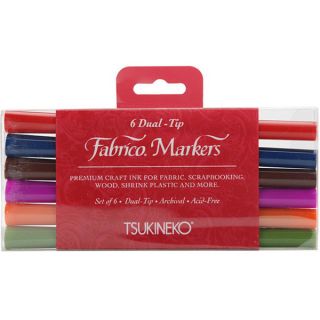 Tsukineko Fabrico 6 piece Dual tip Marker Kit