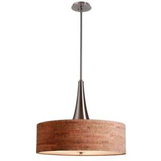 Bulletin 3 Light Brushed Steel Ceiling Pendant with Cork Shade 93013BS