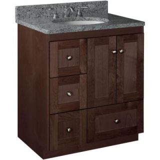 Simplicity by Strasser Shaker 30 in. W x 21 in. D x 34.5 in. H Vanity with Left Drawers Cabinet Only in Dark Alder 01.327.2